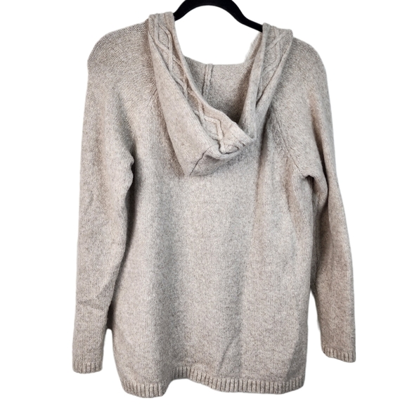 Sonoma Cream Cable Knit Hoodie Sweater Pullover Sweatshirt Super Soft - Picture 3 of 4